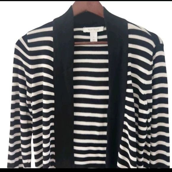 White House Black Market WHBM Striped Open Cardigan Rayon Womens Size Small - Picture 2 of 6